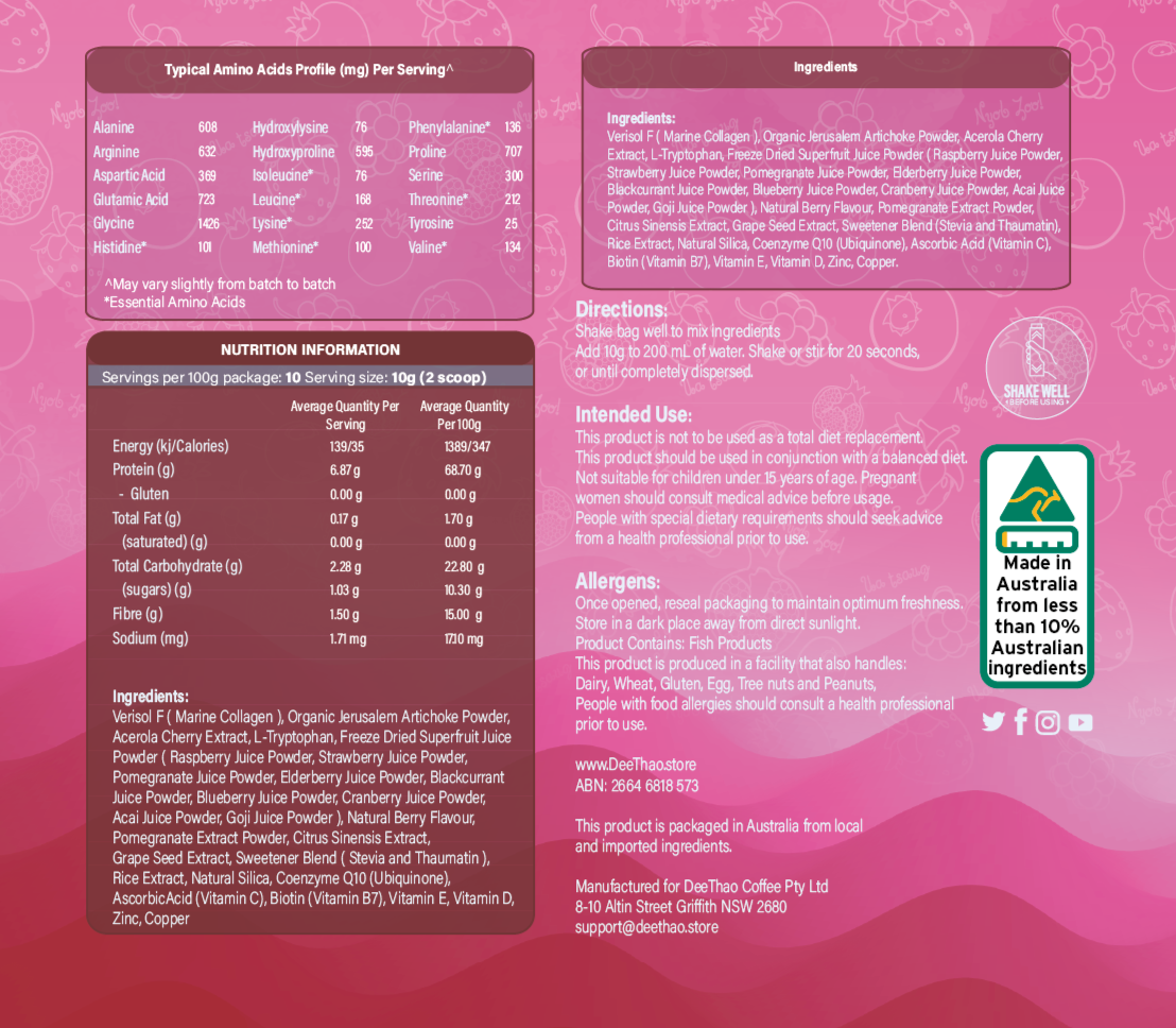 (mini) VERISOL® F Hydrolyzed Marine Collagen - Exotic Berry Flavour (100g/3.5oz)