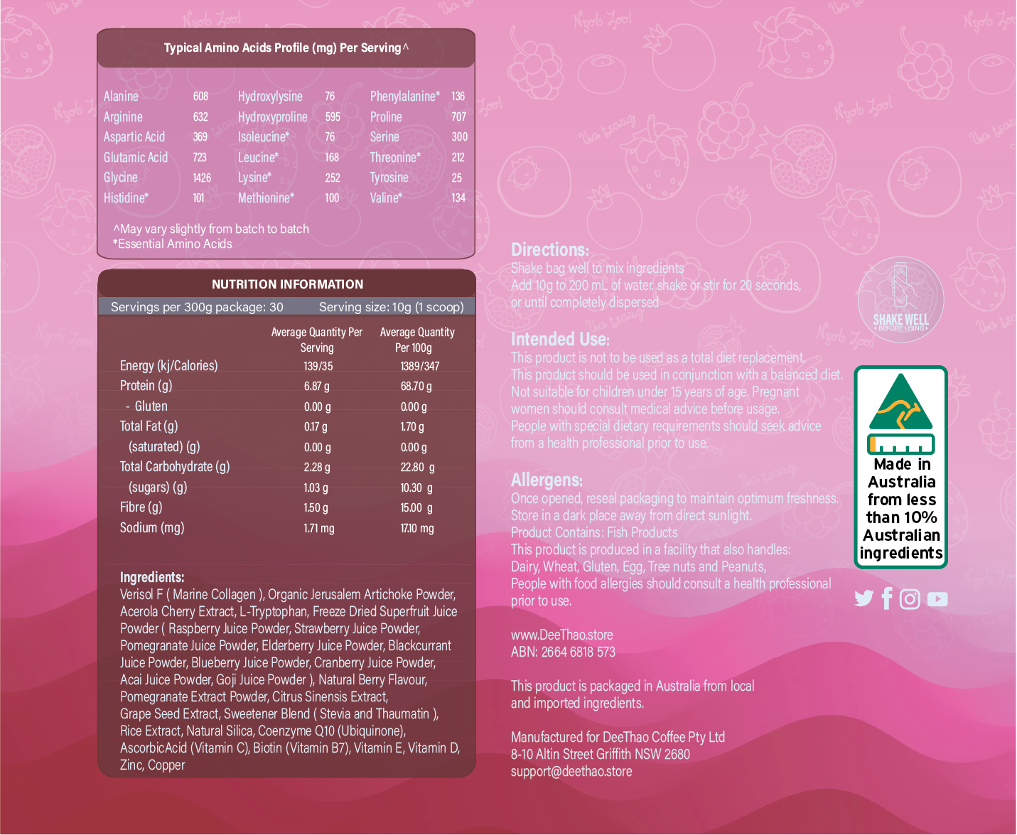VERISOL® F Hydrolyzed Marine Collagen - Exotic Berry Flavour