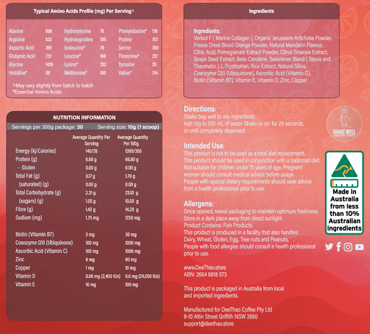 VERISOL® F Hydrolyzed Marine Collagen - Mandarin + Blood Orange Flavour