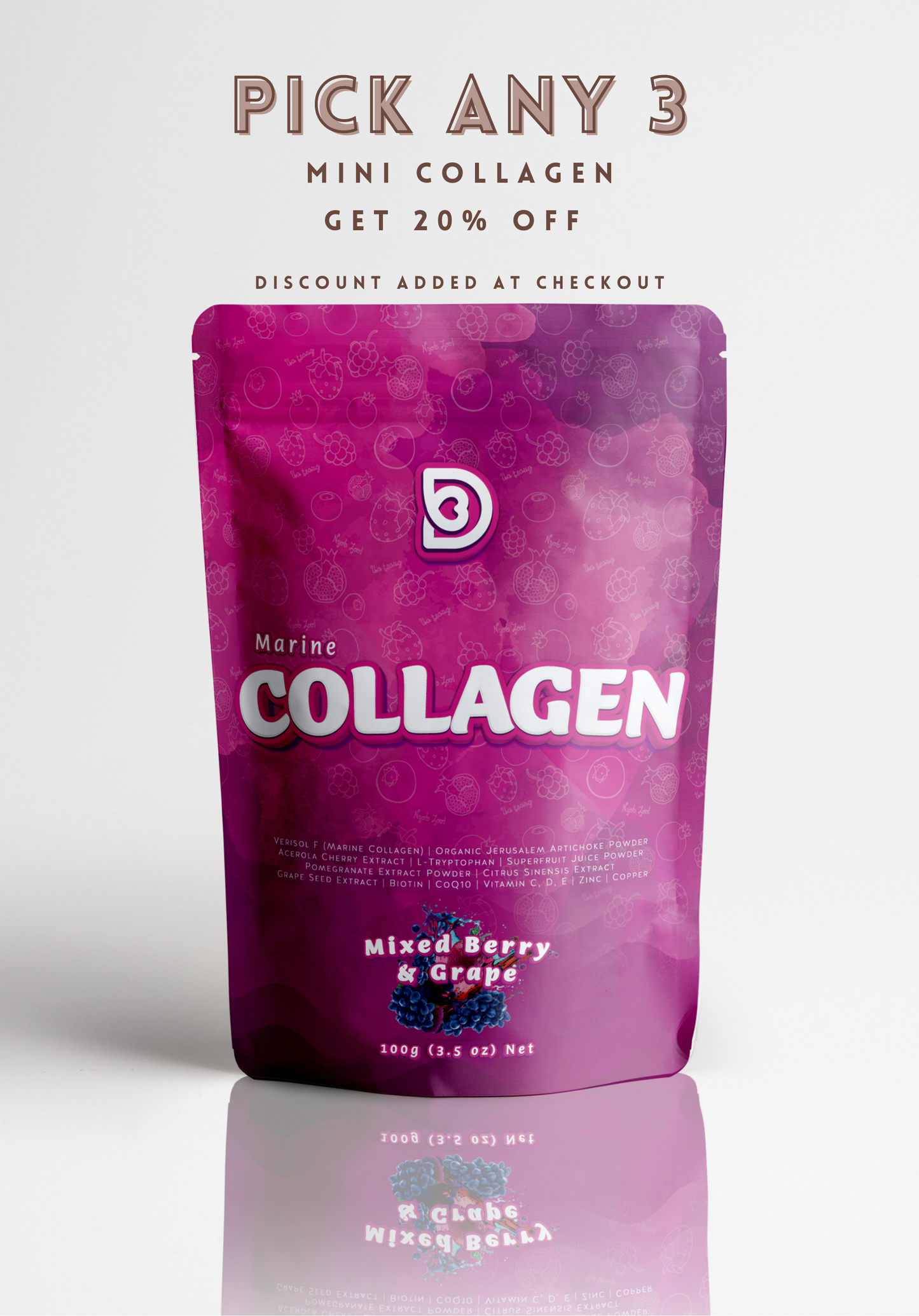 (mini) Collagen - Mixed Berry & Grape Flavour (100g/3.5oz)