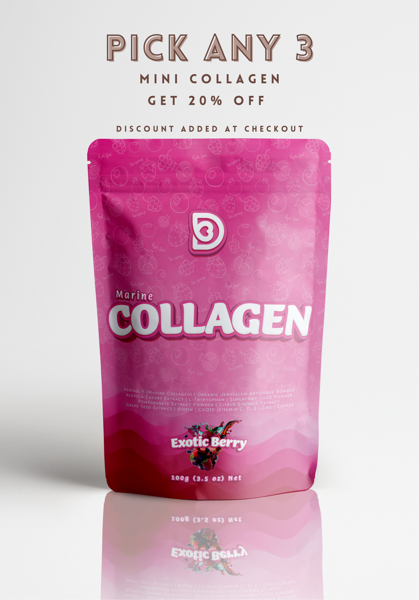 (mini) Collagen - Exotic Berry Flavour (100g/3.5oz)